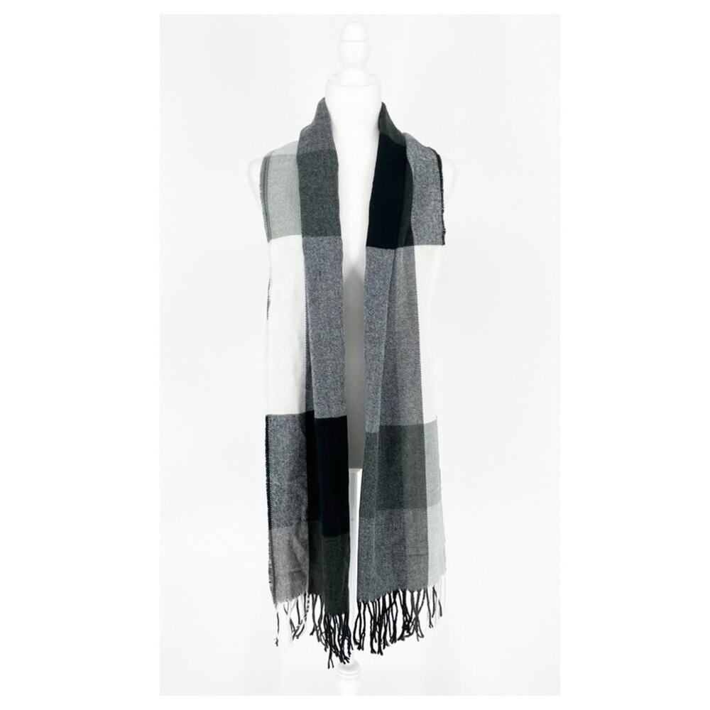 Express Color Block Gray Scarf One Size